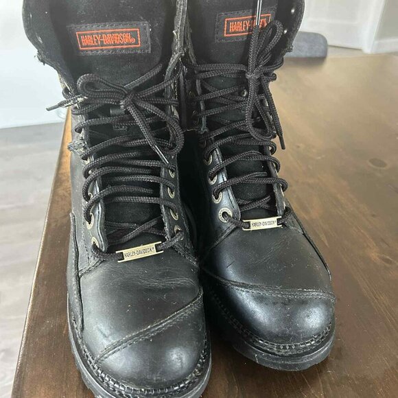 Harley-Davidson Men’s Black Leather Lace-Up Boots • US 8 - Picture 3 of 8